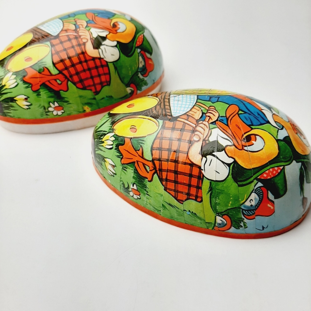 🍒 Vintage Western Germany Paper Mache Easter Egg Box Candy Treat Containe-